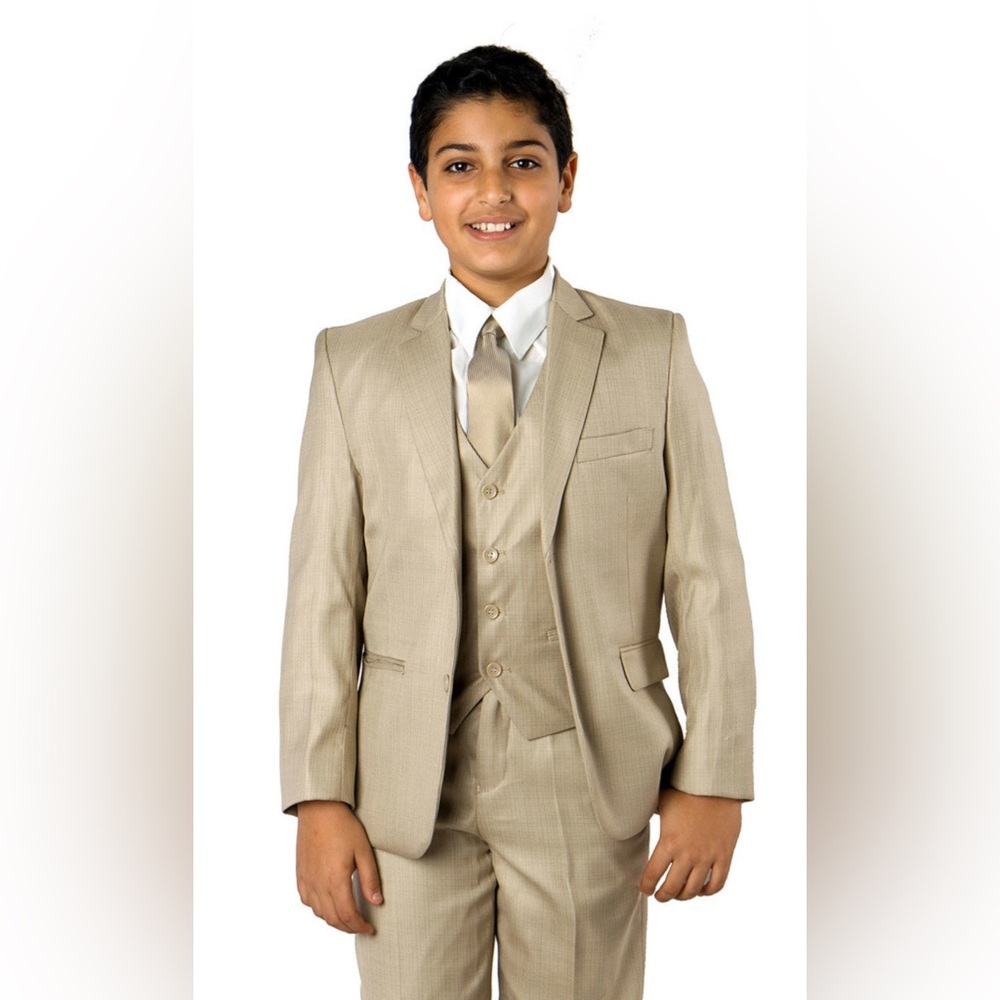Boys Husky size 20H beige  Three-Piece Suit - Classic Blazer, Vest & Pants